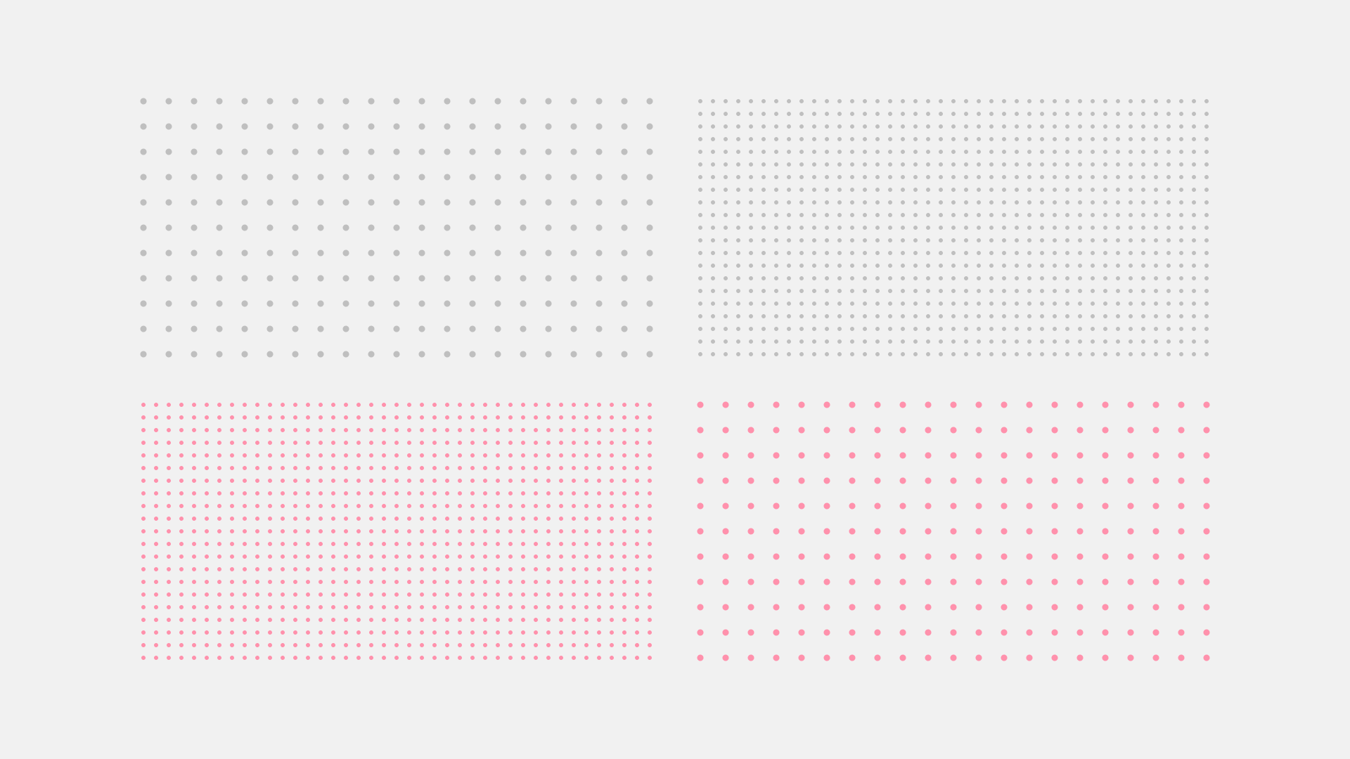 Four dot grid variations: gray dots at two densities and pink dots at two densities