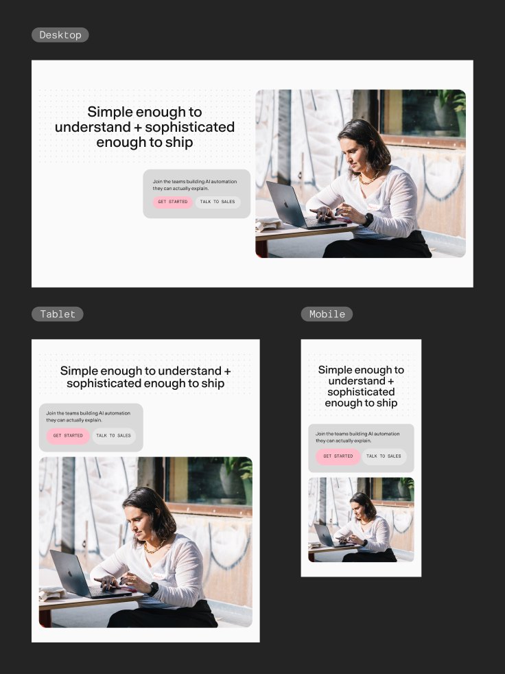 One layout on the dot grid at desktop, tablet, and mobile sizes