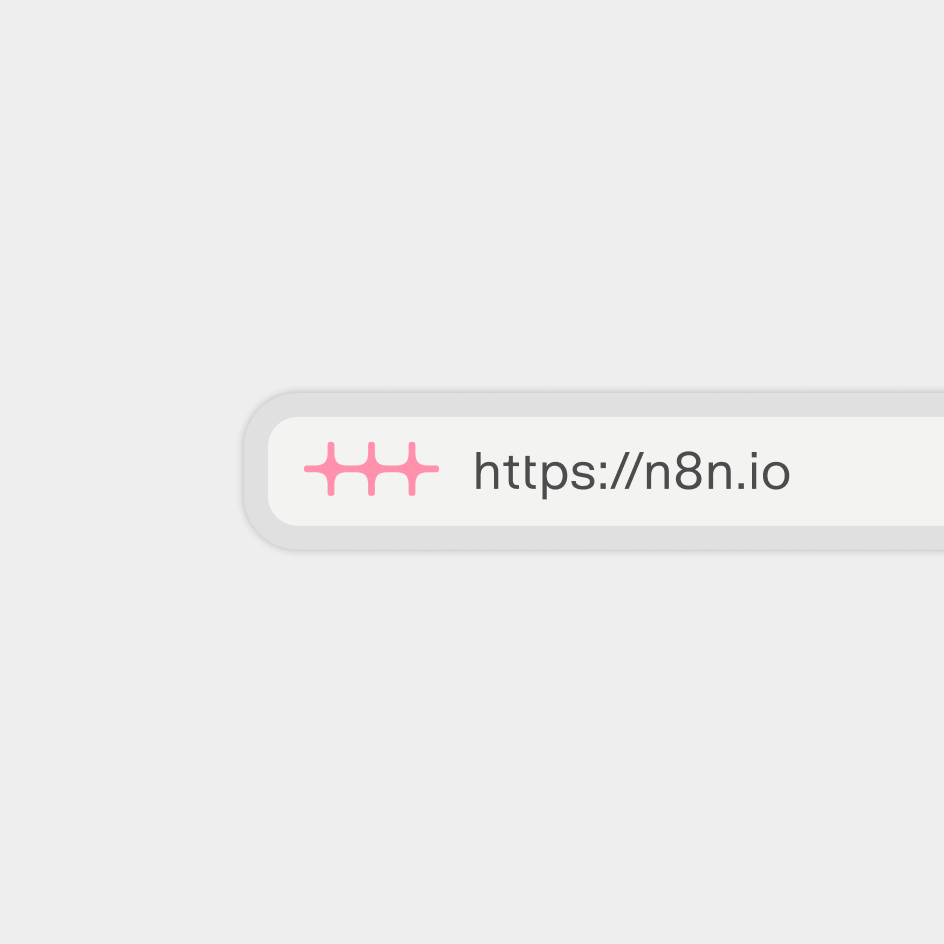 The pink n8n symbol as a favicon beside https://n8n.io in a browser address bar