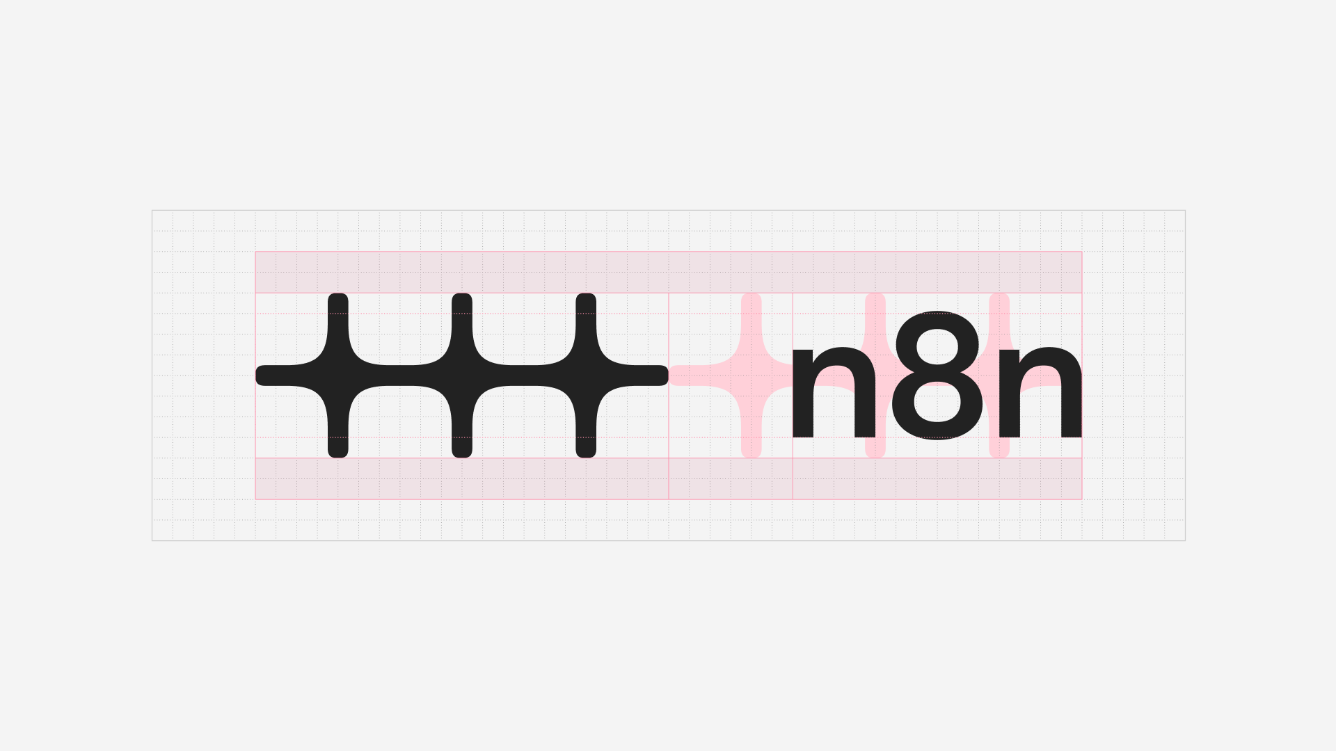 Lockup construction: the symbol and wordmark aligned on a shared grid