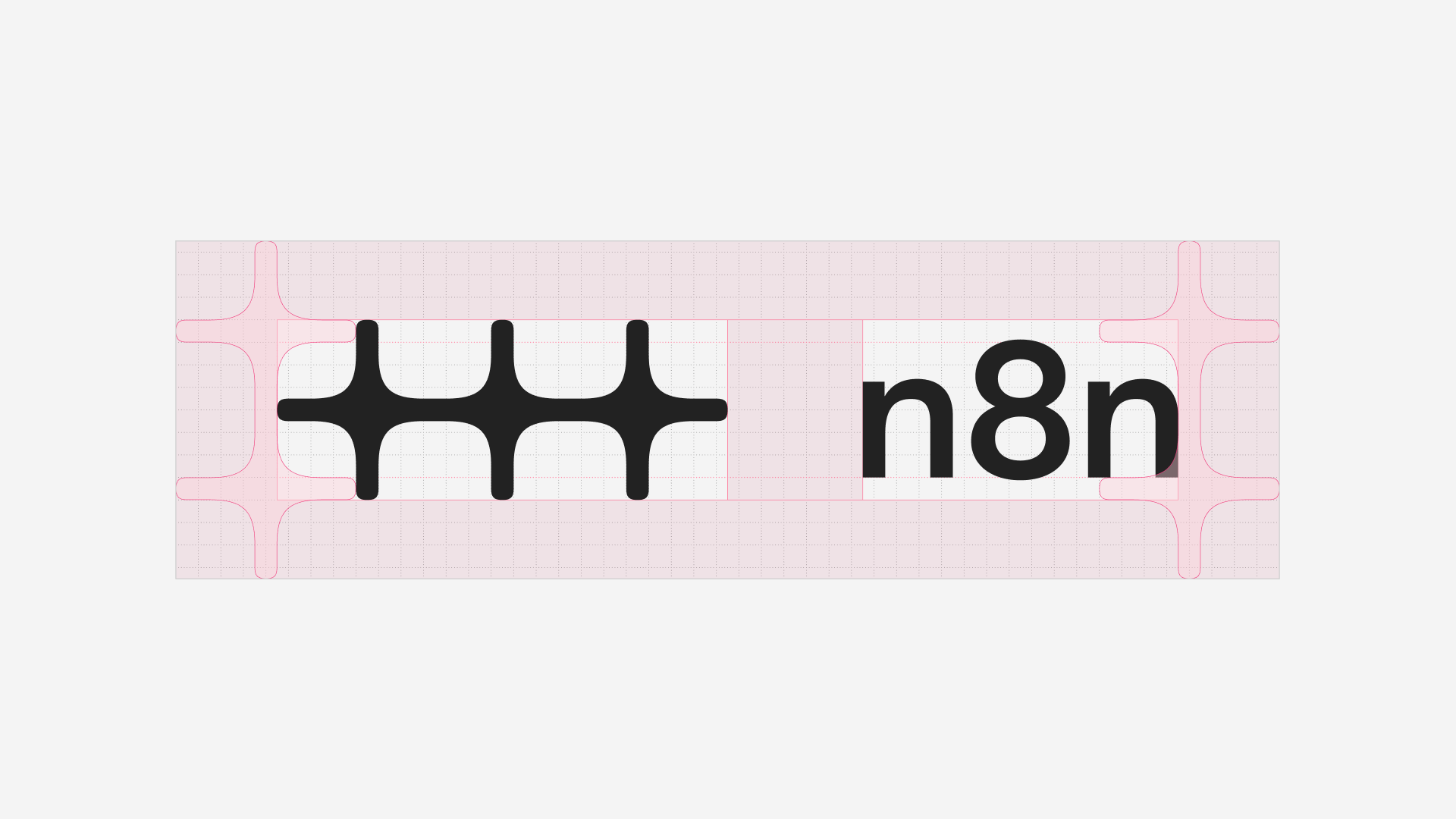 Clear space around the lockup, shown as pink bands the height of the symbol
