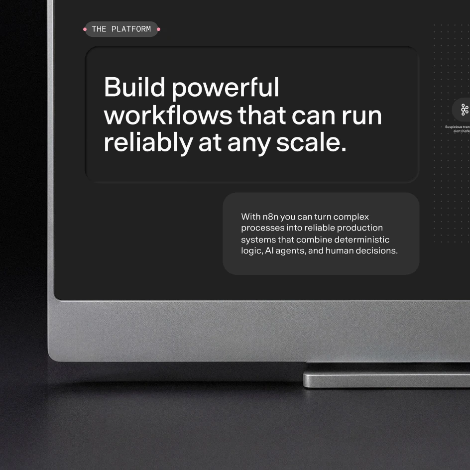 A screen reading “Build powerful workflows that can run reliably at any scale.”