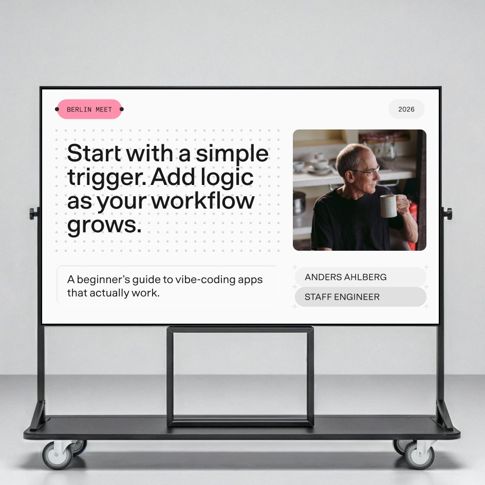 An event screen reading “Start with a simple trigger. Add logic as your workflow grows.”