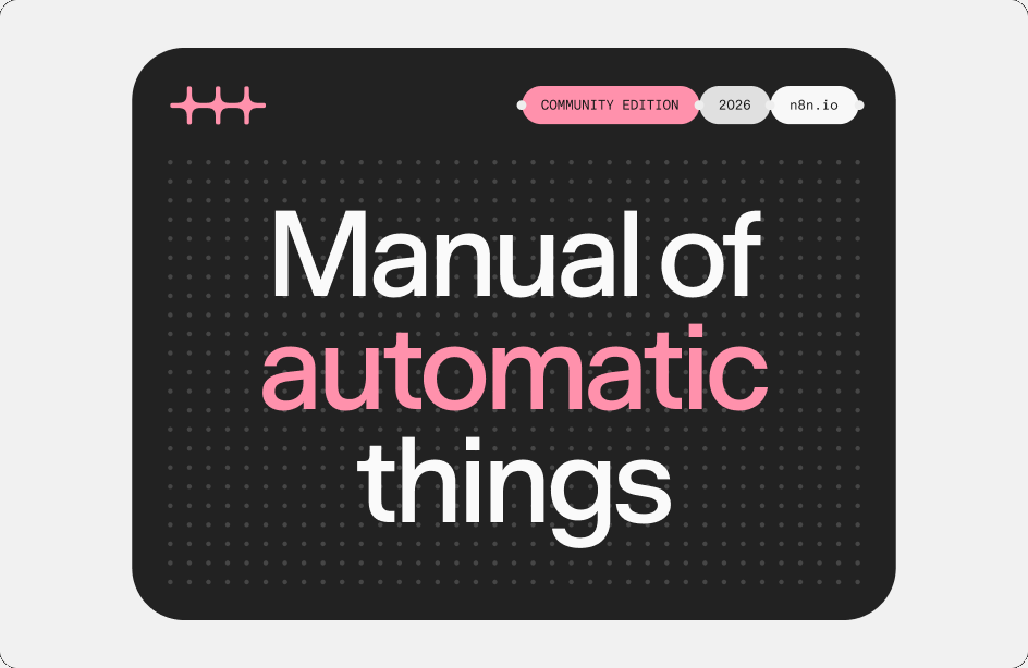 A “Manual of automatic things” cover with pink capsules on a dark dot grid